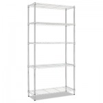 Residential Wire Shelving, Five-Shelf, 36w x 14d x 72h, Silver ALESW853614SR