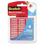 Scotch Restickable Mounting Tabs, 1" x 1", 18/Pack MMMR100