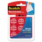 Scotch Restickable Mounting Tabs, 7/8 x 7/8, Clear, 18/Pack MMMR105