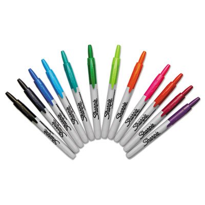 Sharpie Retractable Permanent Markers, Fine Point, Asstd., 12/Set SAN32707