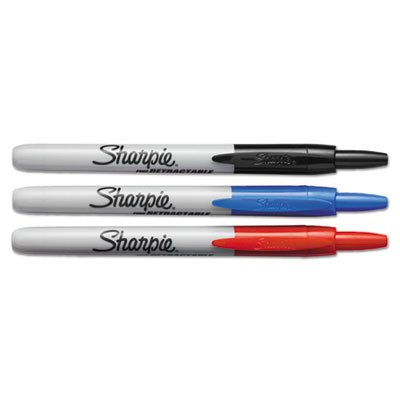 Sharpie Retractable Permanent Markers, Fine Point, Assorted, 3/Set SAN32726PP