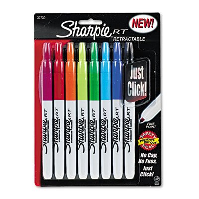 Sharpie Retractable Permanent Markers, Fine Point, Assorted, 8/Set SAN32730PP