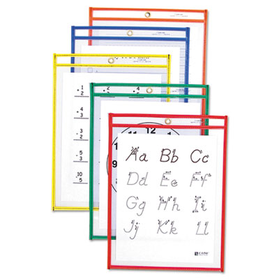 C-Line Reusable Dry Erase Pockets, 9 x 12, Assorted Primary Colors, 25/Box CLI40620