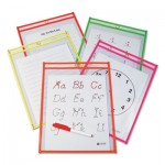 38944 Reusable Dry Erase Pockets, 9 x 12, Assorted Neon Colors, 10/Pack CLI40810