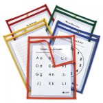 C-Line Reusable Dry Erase Pockets, Easy Load, 9 x 12, Assorted Primary Colors, 25/Pack CLI42620