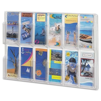 Safco Reveal Clear Literature Displays, 12 Compartments, 30 w x 2d x 20 1/4h, Clear SAF5604CL
