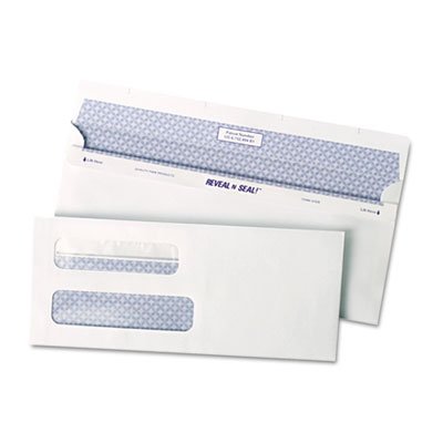 Quality Park Reveal-N-Seal Double Window Check Envelope, Self-Adhesive, White, 500/Box QUA67539