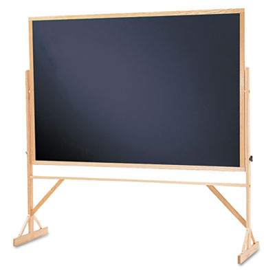 Quartet Reversible Chalkboard, 72 x 48, Black Surface, Oak Frame QRTWTR406810