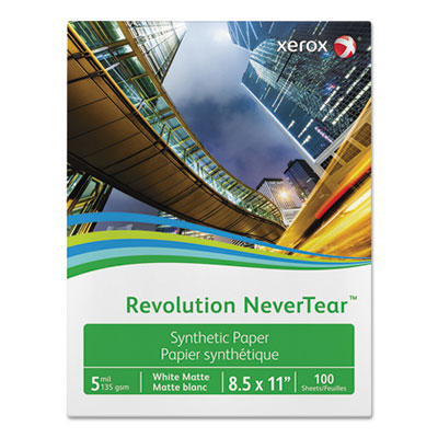 Xerox Revolution NeverTear, 98 Bright, 5 mil, 8.5" x 11", White, 500 Sheets/Carton XER3R20172