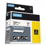 DYMO Rhino Flexible Nylon Industrial Label Tape, 1/2" x 11 1/2 ft, White/Black Print DYM18488