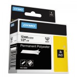 DYMO Rhino Permanent Poly Industrial Label Tape, 1/2" x 18 ft, White/Black Print DYM18483