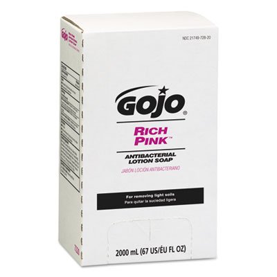 7220-04 RICH PINK Antibacterial Lotion Soap Refill, 2000mL, Pink, 4/Carton GOJ7220