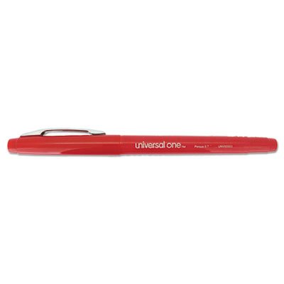 UNV50503 Roller Ball Porous Tip Stick Pen, Red Ink, Medium, Dozen UNV50503