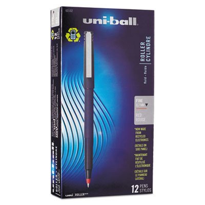 Uni-Ball Roller Ball Stick Dye-Based Pen, Red Ink, Fine, Dozen SAN60102