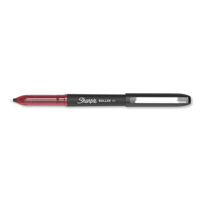 Sharpie Roller Roller Ball Stick Pen, Fine 0.5 mm, Red Ink/Barrel, Dozen SAN2093226