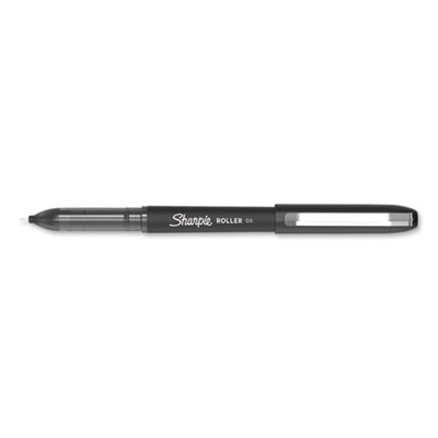 Sharpie Roller Roller Ball Stick Pen, Fine 0.5 mm, Black Ink/Barrel, Dozen SAN2093225