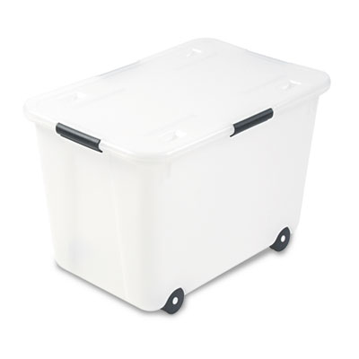 Advantus Rolling 15-Gal. Storage Box, Letter/Legal Files, 23.75" x 15.75" x 15.75", Clear AVT34009