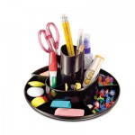 UNV08151 Rotary Desk Organizer, 11 Compartments, 8 3/4 dia x 5 3/8, Black UNV08151