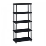 Iceberg Rough N Ready Five-Shelf Open Storage System, Resin, 36w x 18d x 74h, Black ICE20851