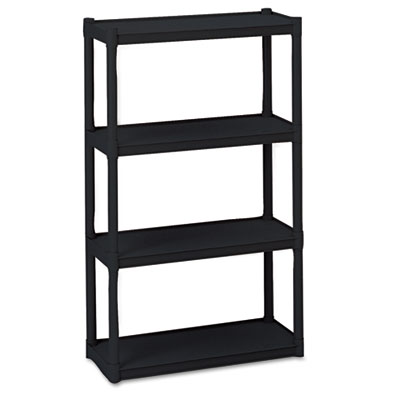 Iceberg Rough N Ready Four-Shelf Open Storage System, Resin, 32w x 13d x 54h, Black ICE20841