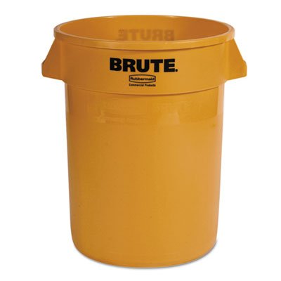640-2632-YEL Round Brute Container, Plastic, 32 gal, Yellow RCP2632YEL