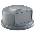 RCP 2647-88 GRA Round Brute Dome Top Receptacle, Push Door, 24 13/16 x 12 5/8, Gray RCP264788GRA