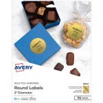 Avery Round Labels, Inkjet Printers, 2" dia., Gold, 12/Sheet, 8 Sheets/Pack AVE22831