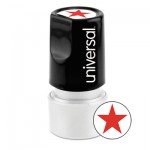 UNV10081 Round Message Stamp, STAR, Pre-Inked/Re-Inkable, Red UNV10081