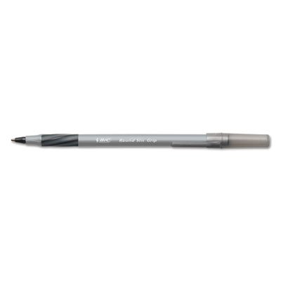 BIC Round Stic Grip Xtra Comfort Ballpoint Pen, Black Ink, 1.2mm, Medium, Dozen BICGSMG11BK