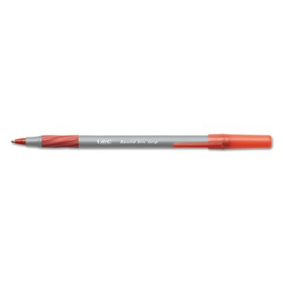 BIC Round Stic Grip Xtra Comfort Ballpoint Pen, Red Ink, 1.2mm, Medium, Dozen BICGSMG11RD