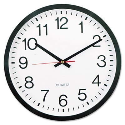 UNV10431 Round Wall Clock, 12 5/8" dia., Black UNV10431