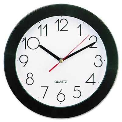 UNV10421 Round Wall Clock, 9 3/4", Black UNV10421