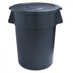 3485198 Round Waste Receptacle, LLDPE, 32 gal, Gray BWK32GLWRGRA