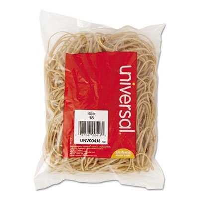 UNV00418 Rubber Bands, Size 18, 3 x 1/16, 400 Bands/1/4lb Pack UNV00418