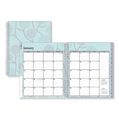 Blue Sky BLS101605 Rue Du Flore Monthly Wirebound Planner, 10 x 8, Green/Lavender, 2021 BLS101605