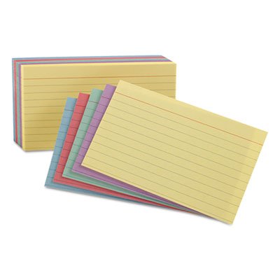 Oxford Ruled Index Cards, 4 x 6, Blue/Violet/Canary/Green/Cherry, 100/Pack OXF34610