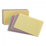 Oxford Ruled Index Cards, 5 x 8, Blue/Violet/Canary/Green/Cherry, 100/Pack OXF35810
