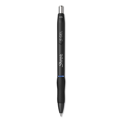 Sharpie S-Gel S-Gel Retractable Gel Pen, Fine 0.5 mm, Blue Ink, Black Barrel, Dozen SAN2096146