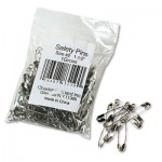 Charles Leonard Safety Pins, Nickel-Plated, Steel, 1 1/2" Length, 144/Pack LEO83150