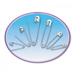Charles Leonard Safety Pins, Nickel-Plated, Steel, Assorted Sizes, 50/Pack LEO83450