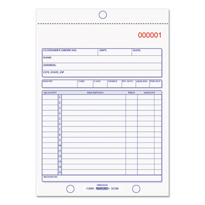 Rediform Sales Book, 5 1/2 x 7 7/8, Carbonless Duplicate, 50 Sets/Book RED5L320