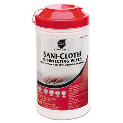 P22884 Sani-Cloth Disinfecting Surface Wipes, 7 1/2 x 5 3/8, 200/Canister NICP22884EA