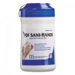 Sani Professional Sani-Hands ALC Instant Hand Sanitizing Wipes, 7.5x6, White, 135/Canister,12/Ctn NICP13472