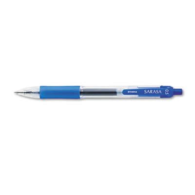 Zebra Sarasa Retractable Gel Pen, Blue Ink, Fine, Dozen ZEB46720