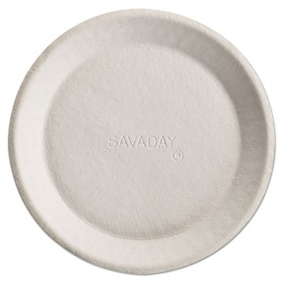 HUH10117 Savaday Molded Fiber Plates, 10 Inches, White, Round HUH10117