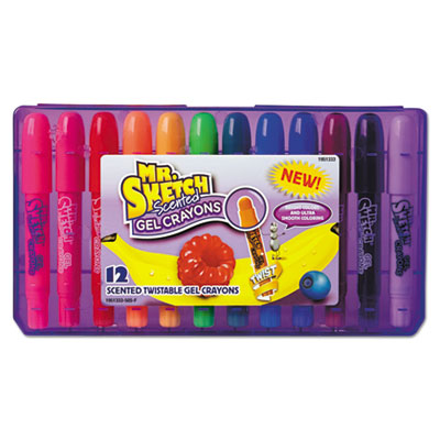 Mr. Sketch Scented Crayons, Gel, Assorted, 12/Pack SAN1951333