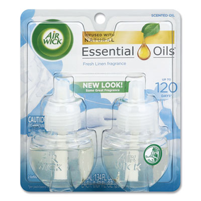 Air Wick 62338-82291 Scented Oil Twin Refill, Fresh Linen, 0.67 oz, 2/Pack, 6/Carton RAC82291