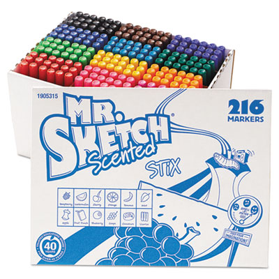 Mr. Sketch Scented Stix Watercolor Marker Set, Fine Bullet Tip, Assorted Colors, 216/Set SAN1905315