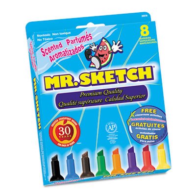 Mr. Sketch 20078TL Scented Watercolor Marker, Chisel Tip, 8 Colors, 8/Set SAN1905070