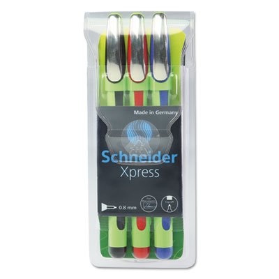 190093_ Schneider Xpress Fineliner Pen, 0.8mm, Needle Tip, Assorted, 6/Pack STW190093